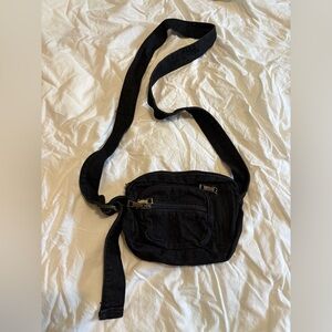 Black “Denim” Fabric Adjustable Shoulder/Crossbody Bag